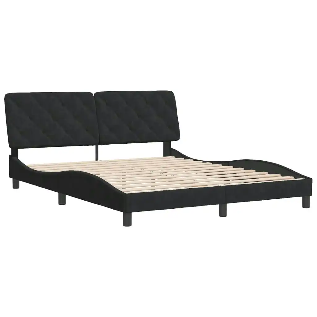 Bed Frame with Headboard Black 152x203 cm Velvet 3207955