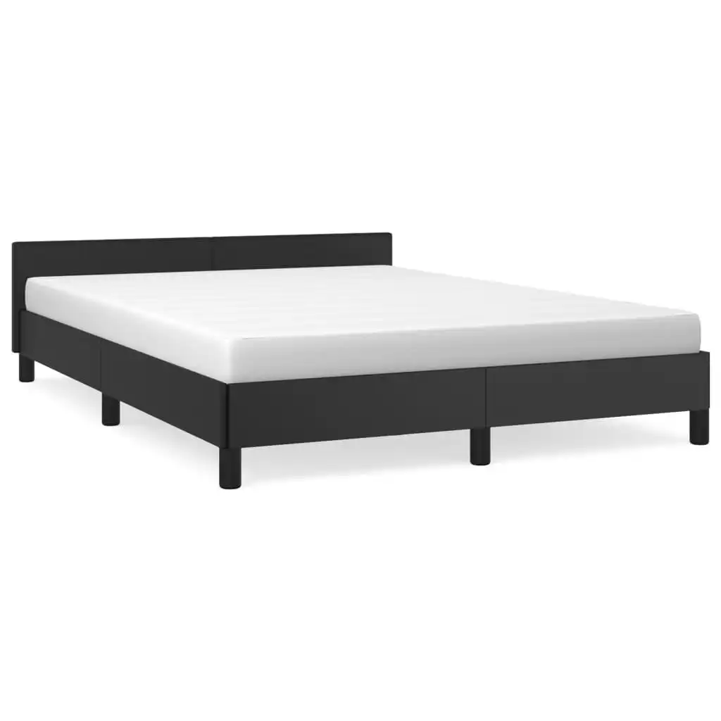 Bed Frame with Headboard Black 153x203 cm Queen Faux Leather 347531