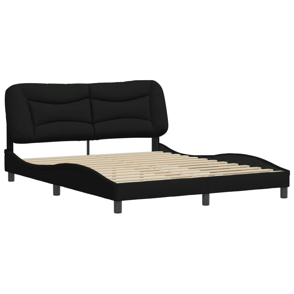 Bed Frame with Headboard Black 153x203 cm Queen Size Fabric 3207808