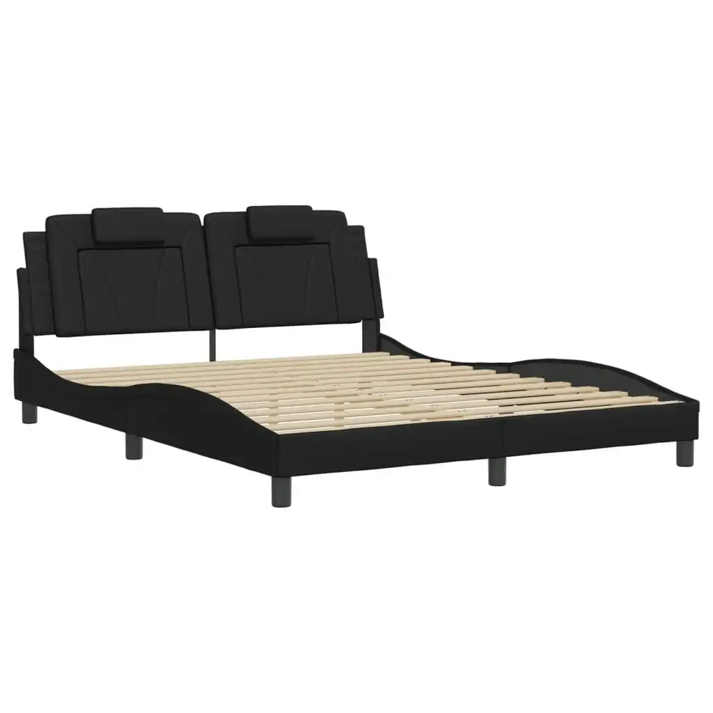 Bed Frame with Headboard Black 153x203 cm Queen Size Faux Leather 3208133