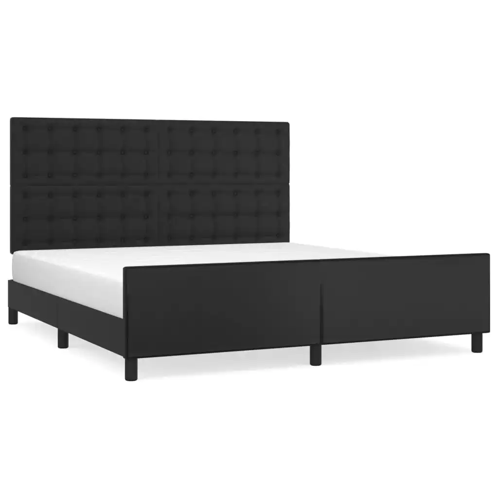 Bed Frame with Headboard Black 153x203 cm Queen Size Faux Leather 3283120