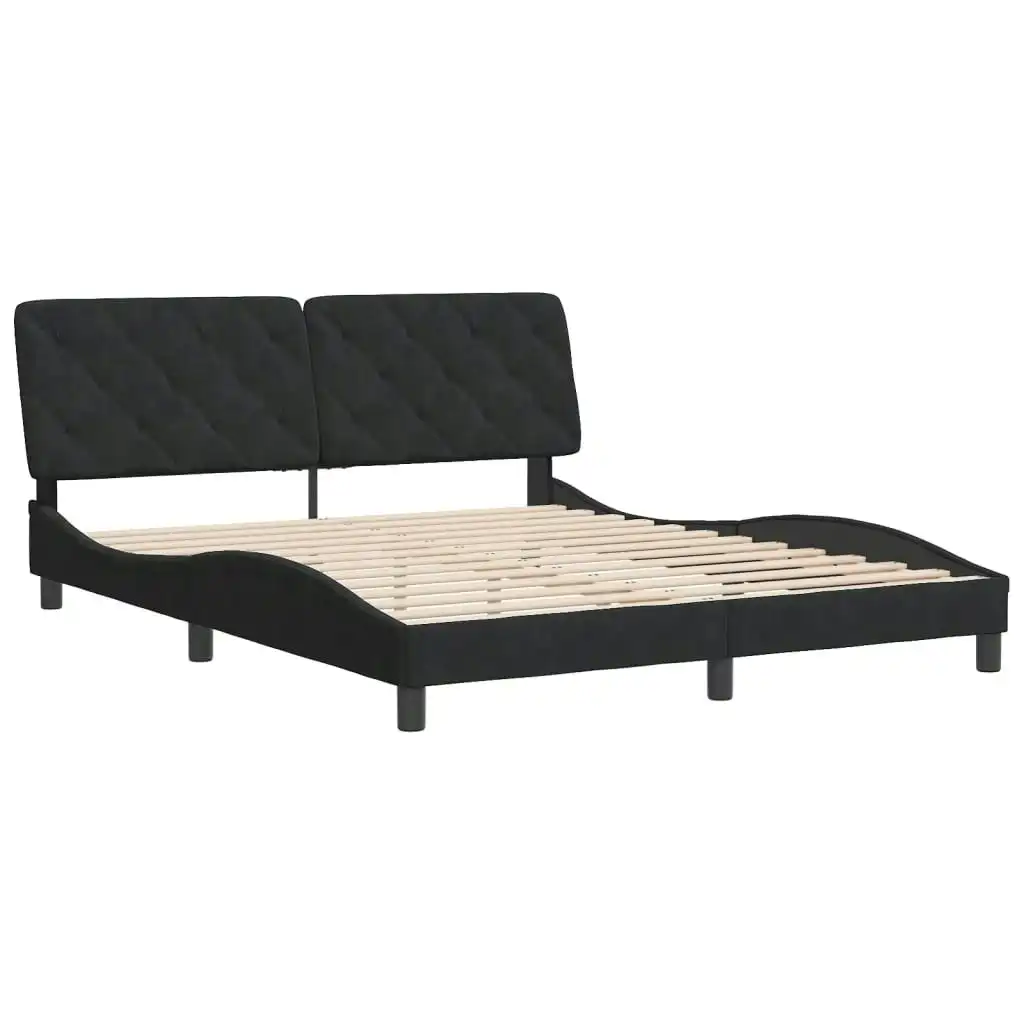 Bed Frame with Headboard Black 153x203 cm Queen Size Velvet 3208252