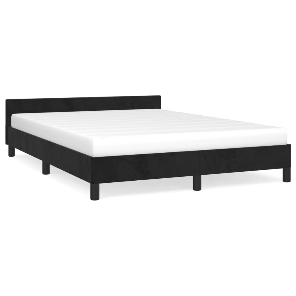 Bed Frame with Headboard Black 153x203 cm Queen Velvet 347608