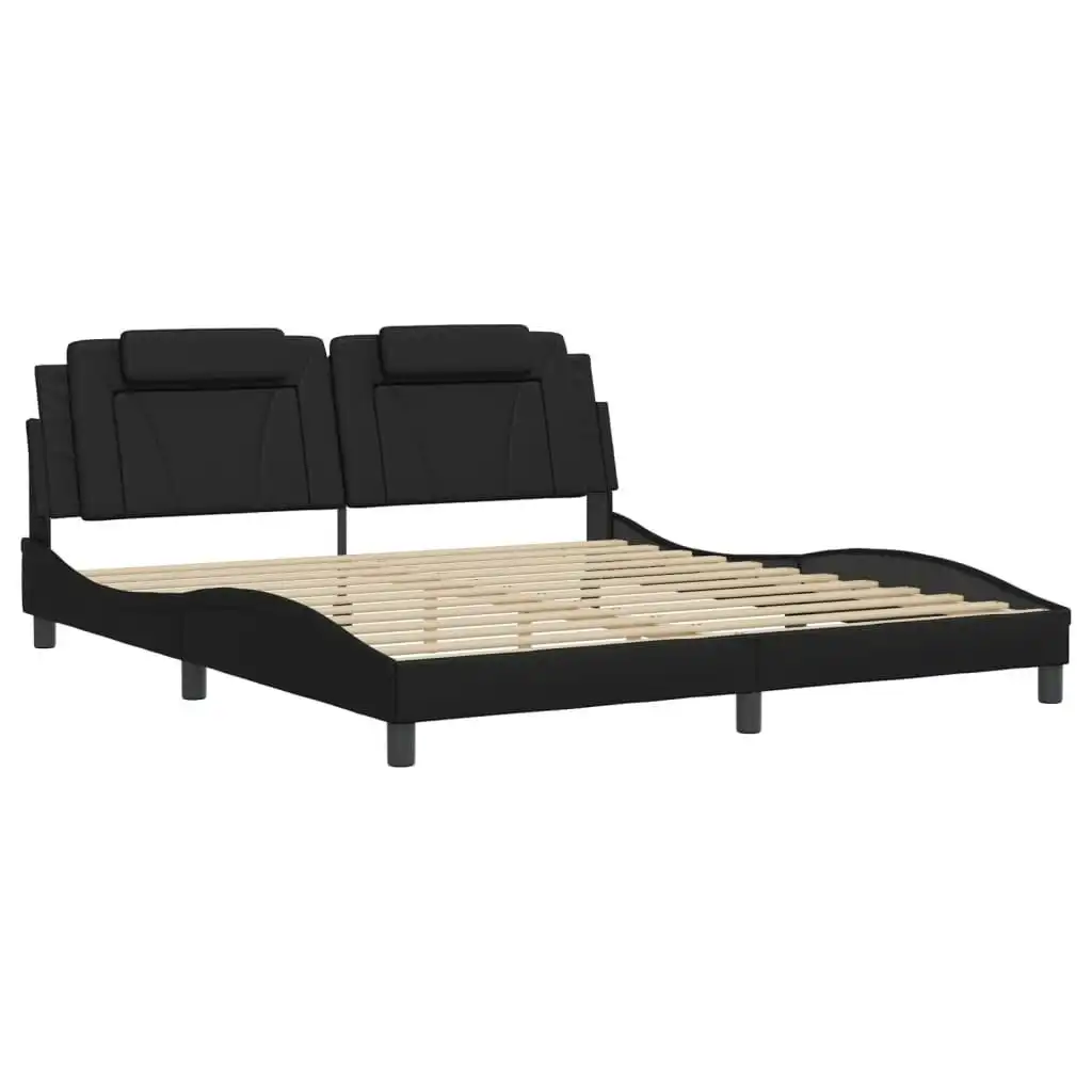 Bed Frame with Headboard Black 183x203 cm King Size Faux Leather 3208272