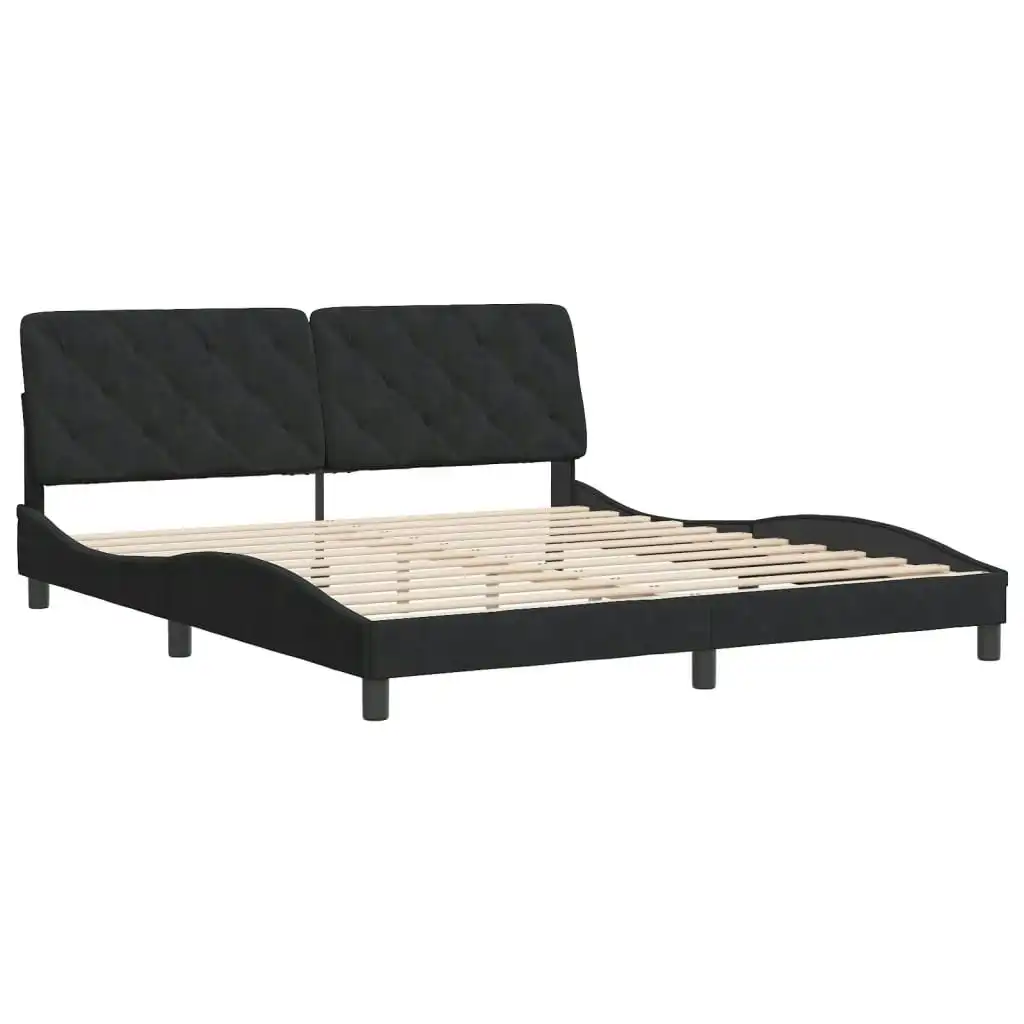 Bed Frame with Headboard Black 183x203 cm King Size Velvet 3207937