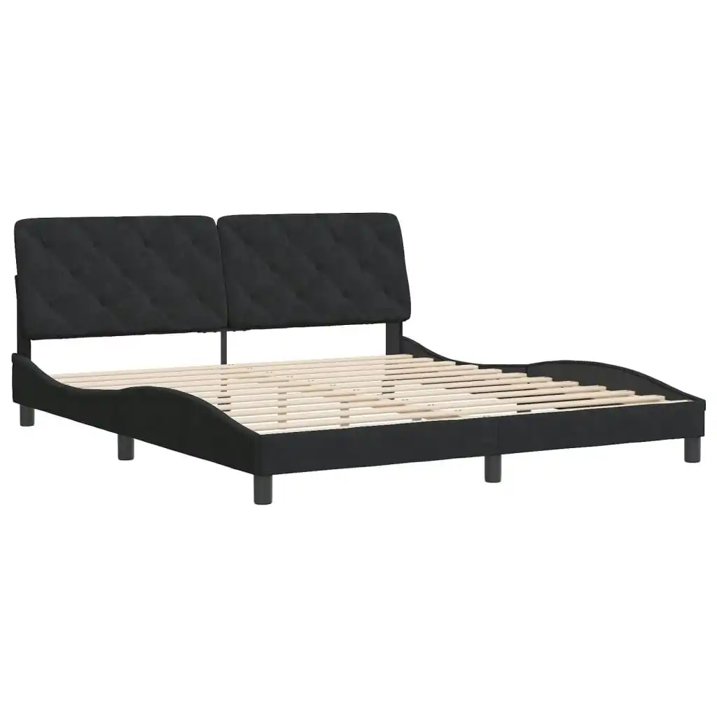 Bed Frame with Headboard Black 183x203 cm King Size Velvet 3208253