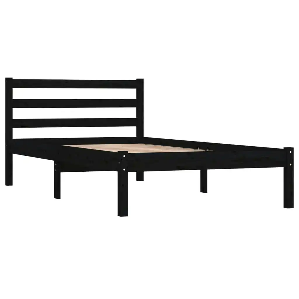 Bed Frame Solid Wood Pine 92x187 cm Single Size Black 810399