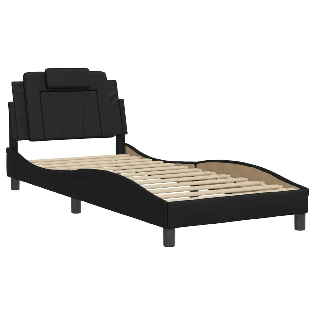 Bed Frame without Mattress Black 90x190 cm Faux Leather 3208264