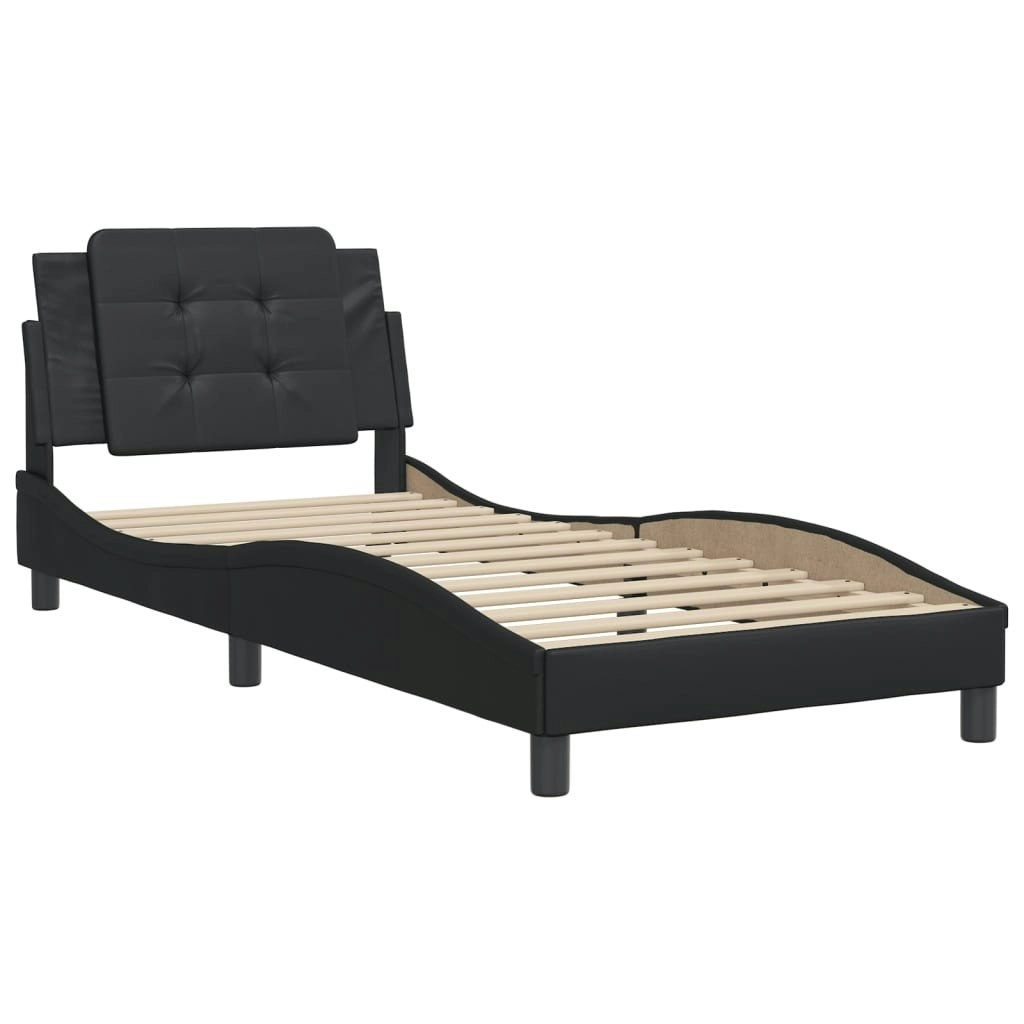 Bed Frame with Headboard Black 90x190 cm Faux Leather 3208149