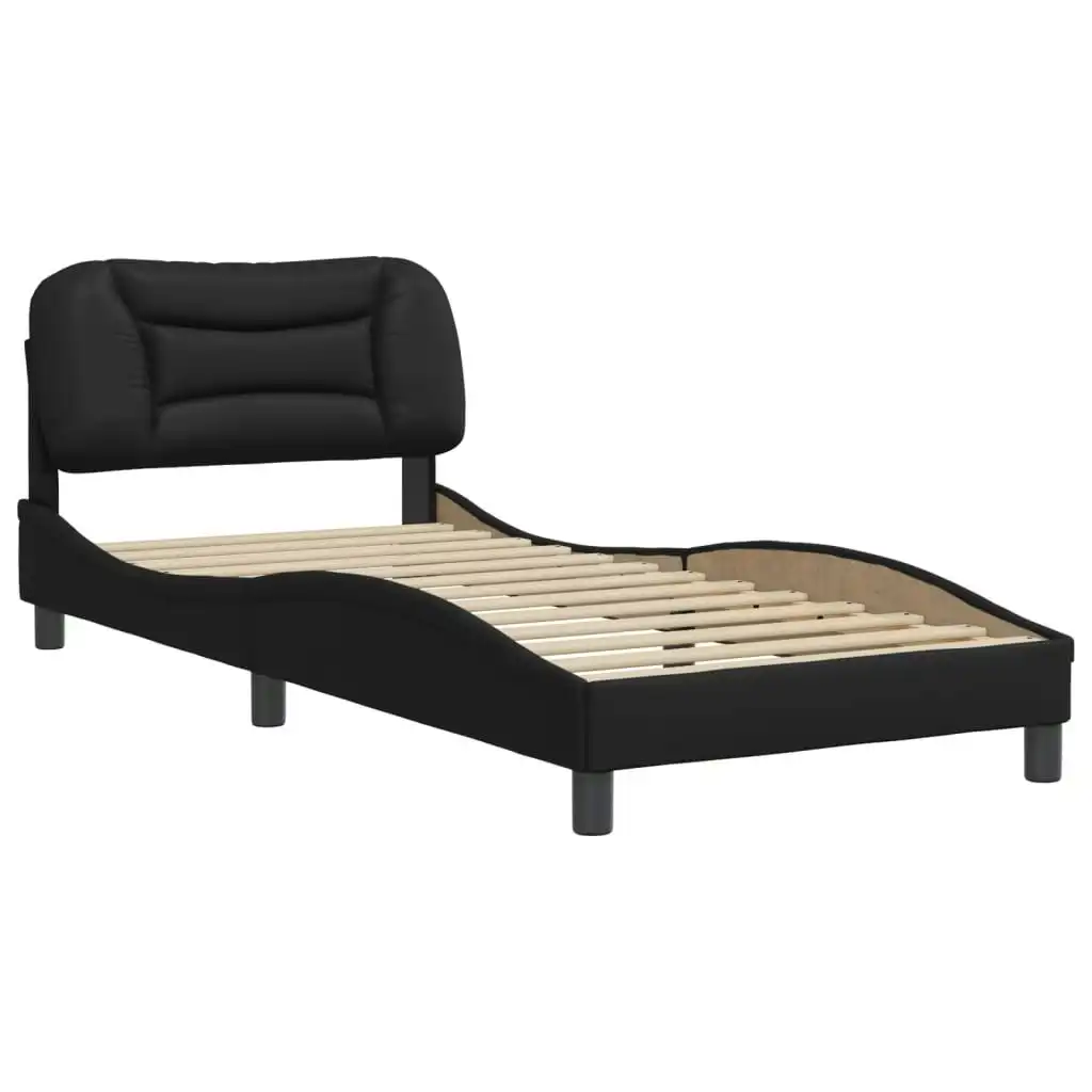 Bed Frame with Headboard Black 90x190 cm Faux Leather 3207967