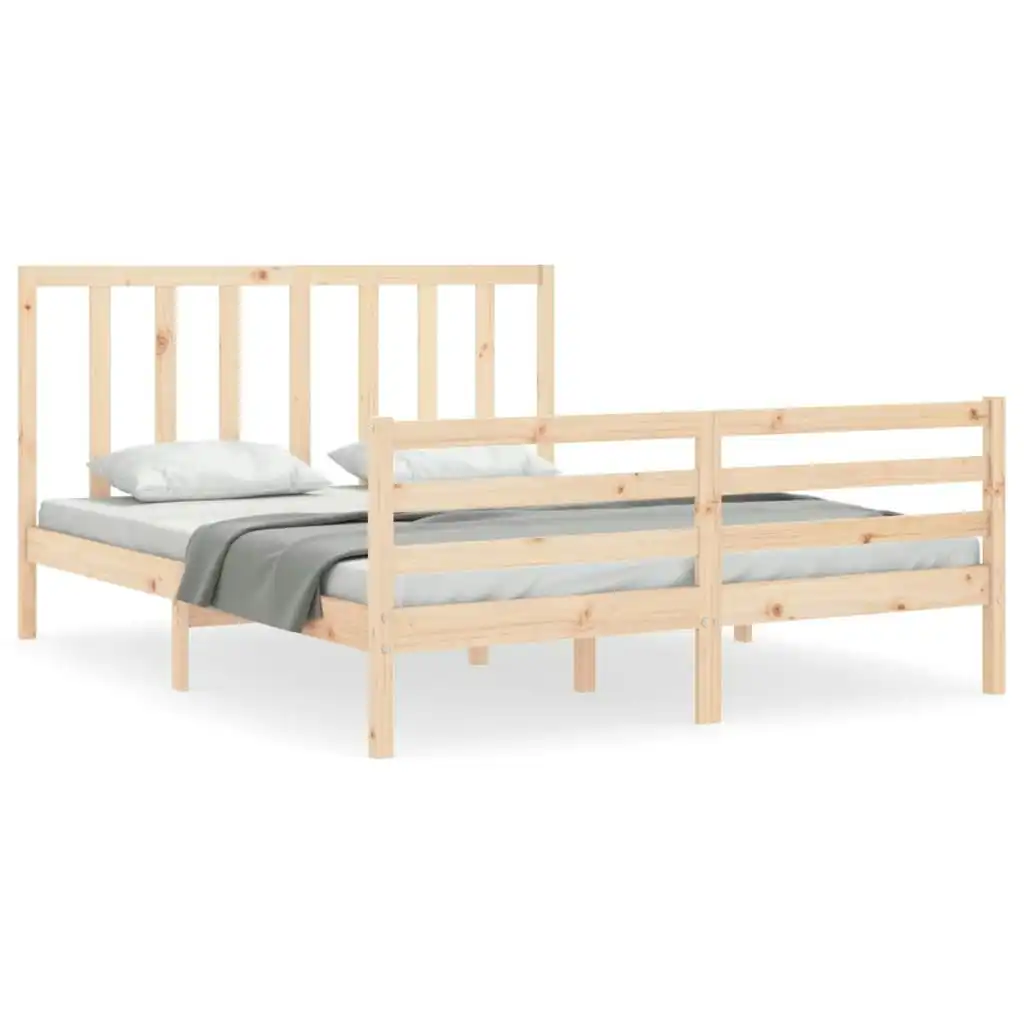 Bed Frame with Headboard 153x203 cm Queen Solid Wood 3193796