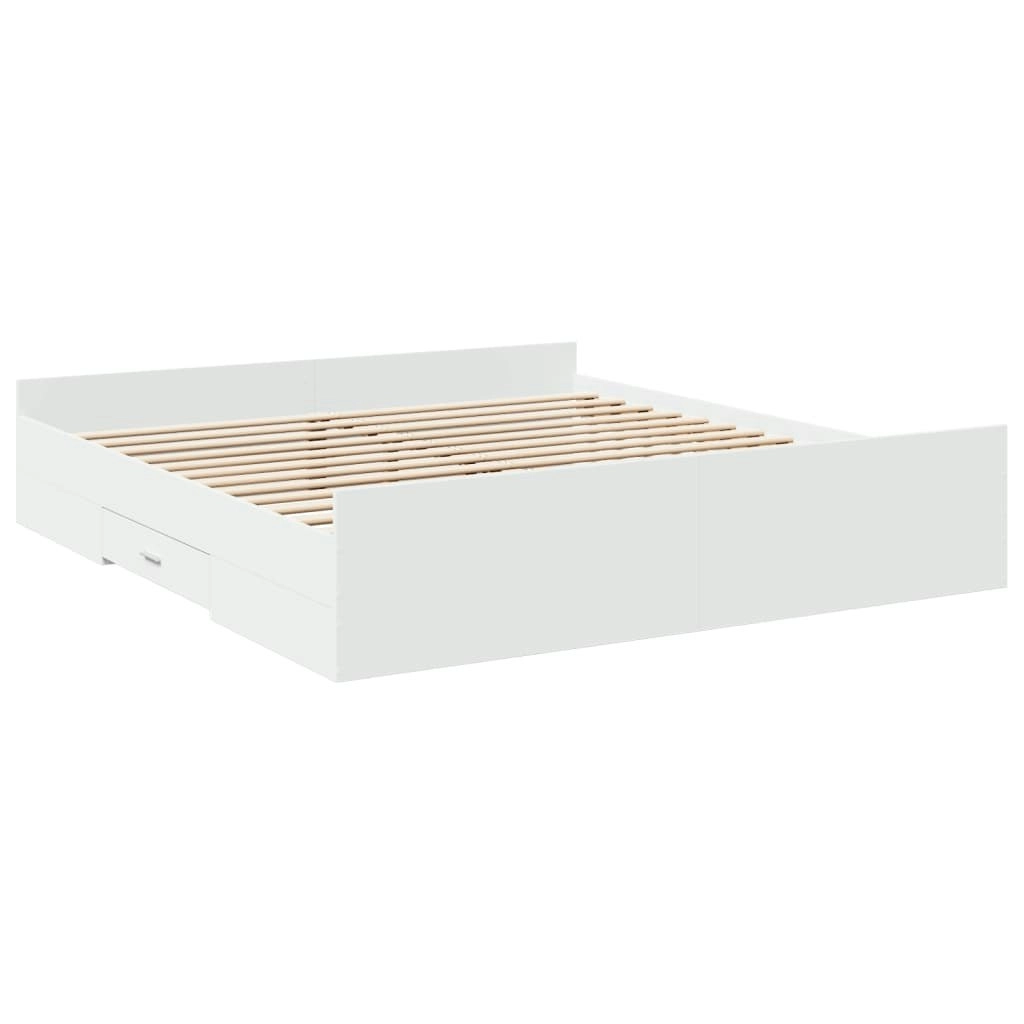 Bed Frame with Drawers without Mattress White 183x203 cm King 3280272