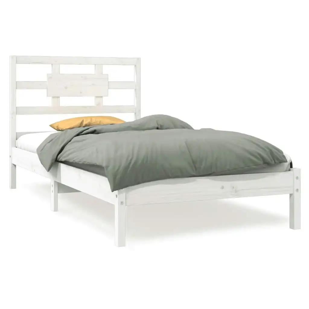 Bed Frame White Solid Wood 92x187 cm Single Size 3105631