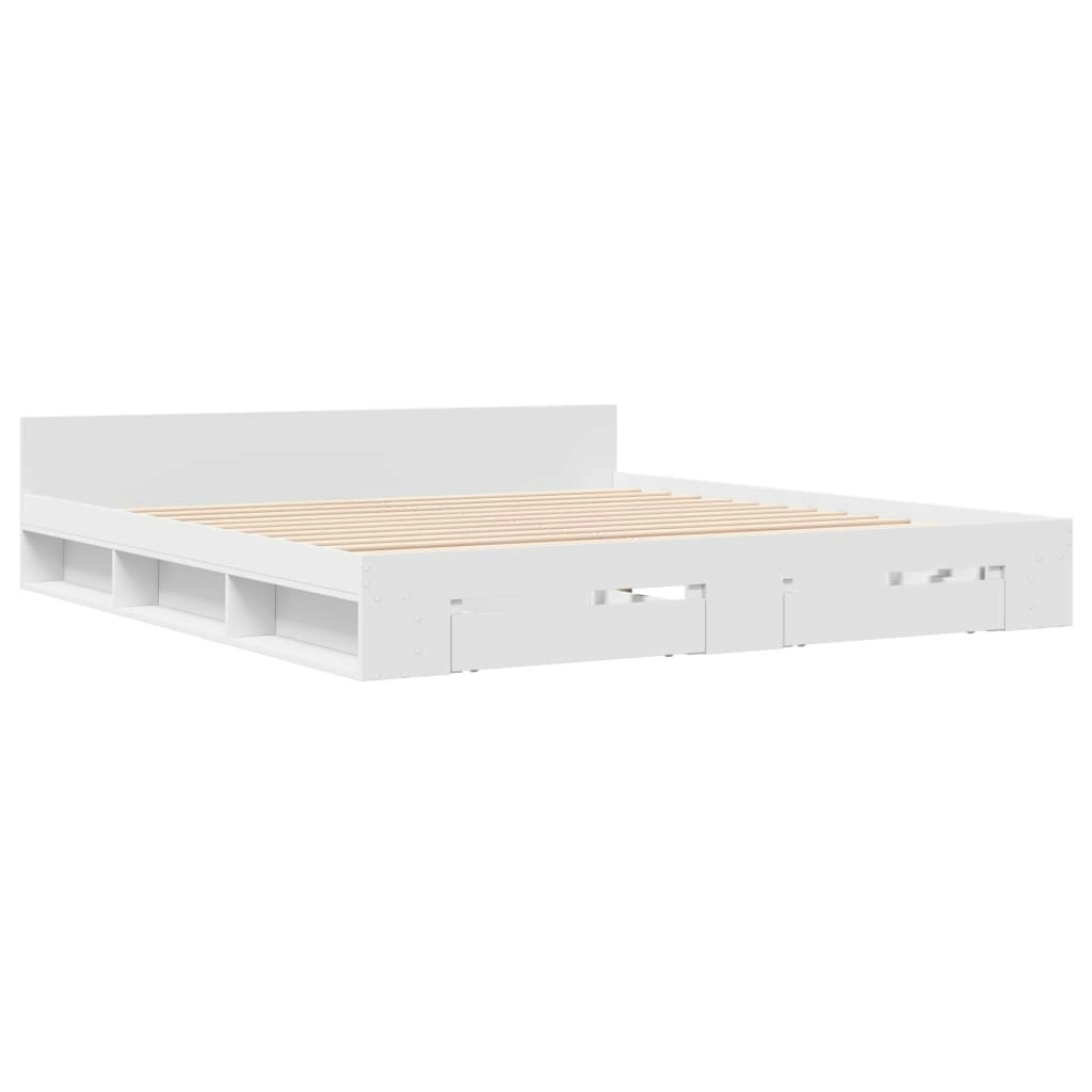 Bed Frame with Drawers without Mattress White 183x203 cm King 3280727