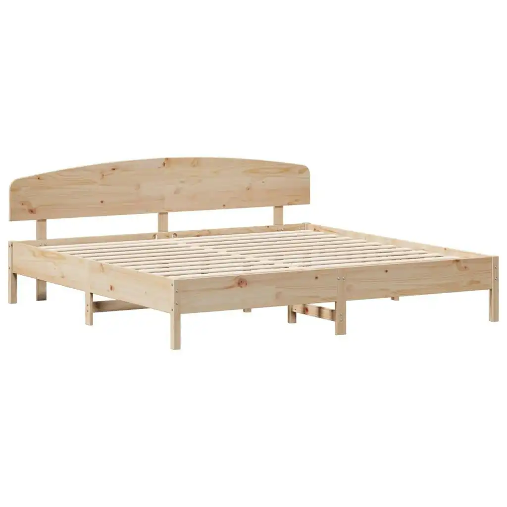 Bed Frame with Headboard 183x203 cm King Size Solid Wood Pine 3207197