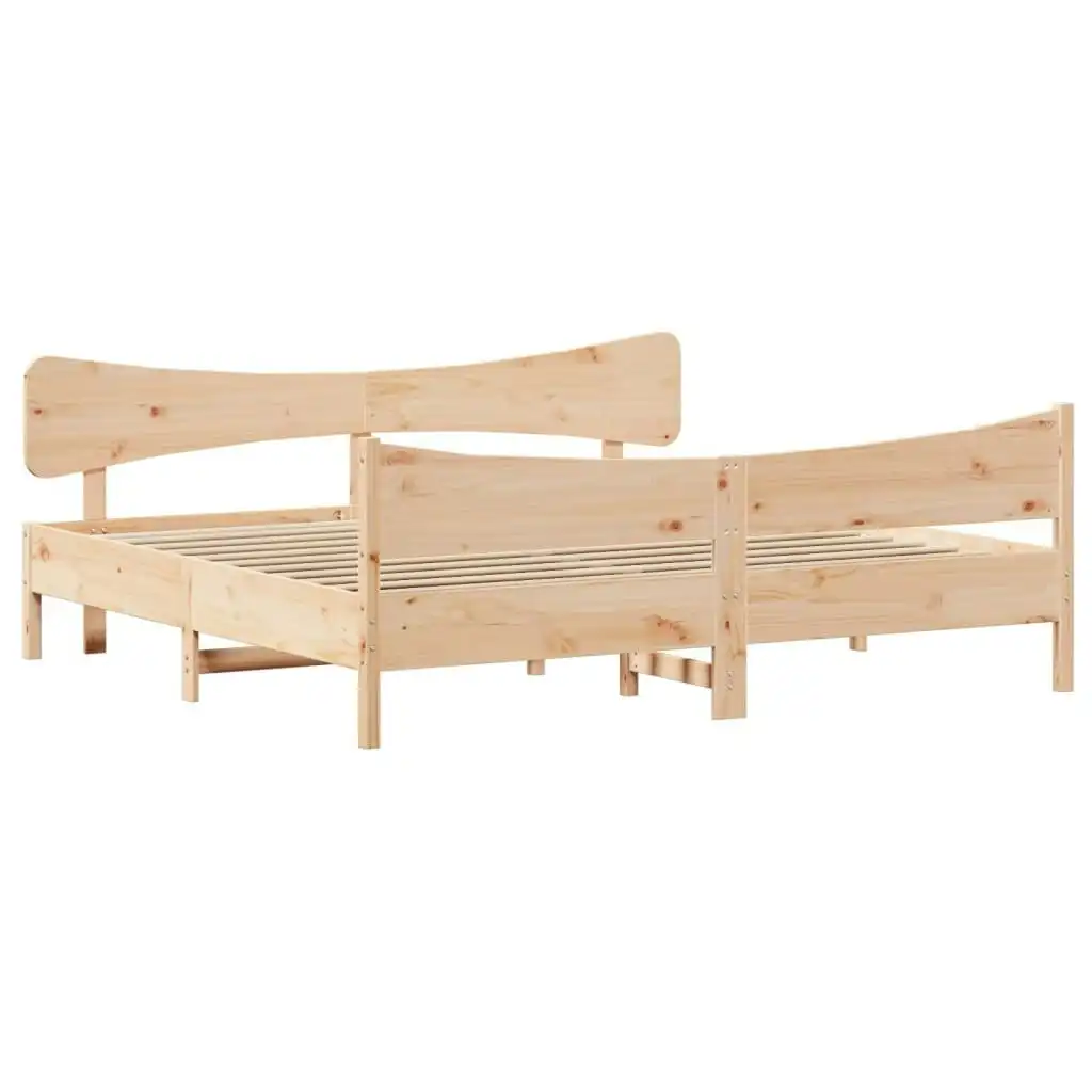 Bed Frame with Headboard 183x203 cm King Size Solid Wood Pine 3216372