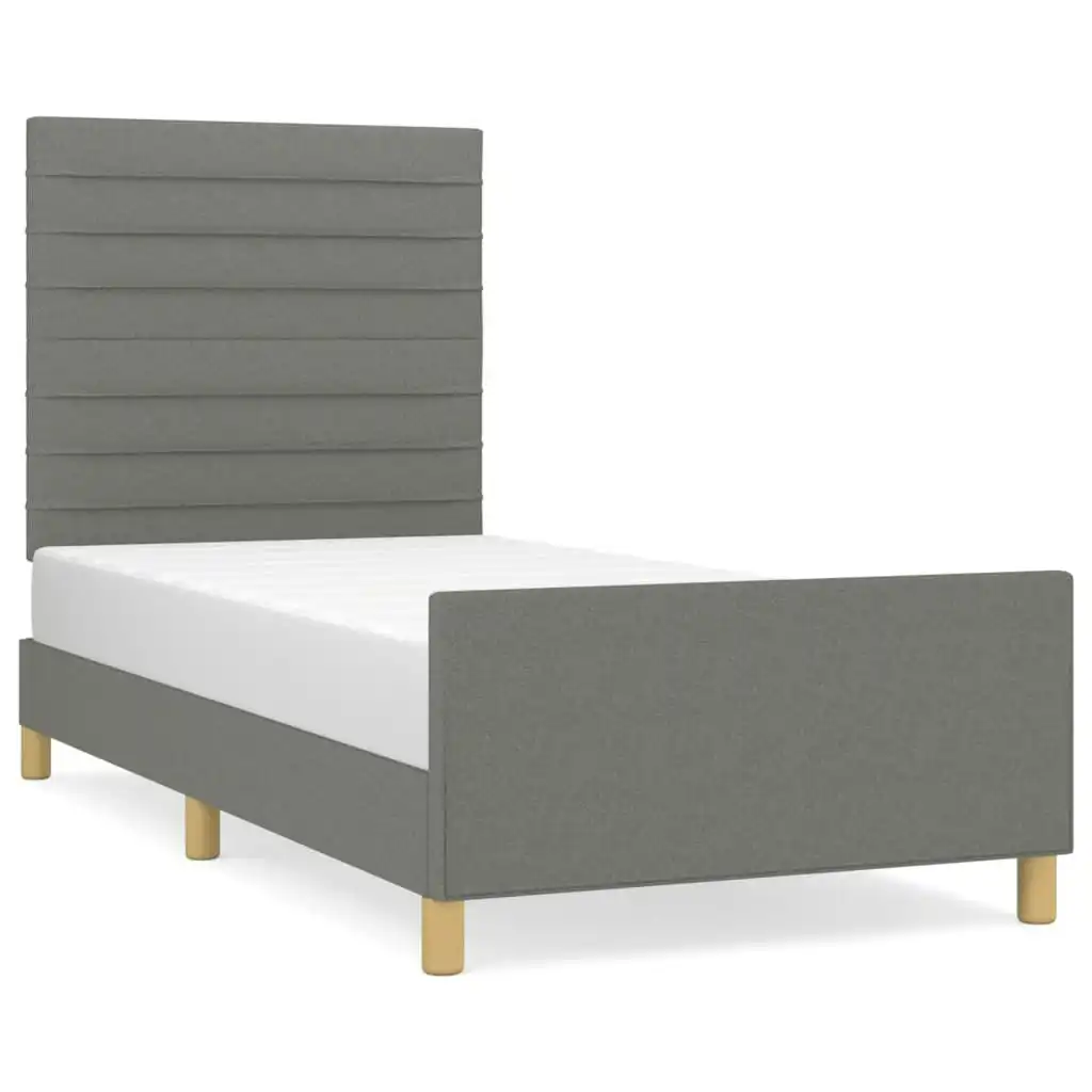 Bed Frame with Headboard Dark Grey 106x203 cm King Single Size Fabric 3283107