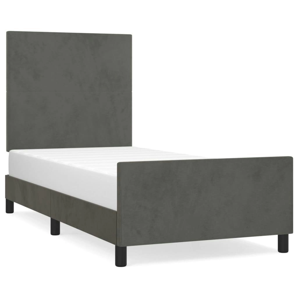 Bed Frame with Headboard Dark Grey 106x203 cm King Single Size Velvet 3283152