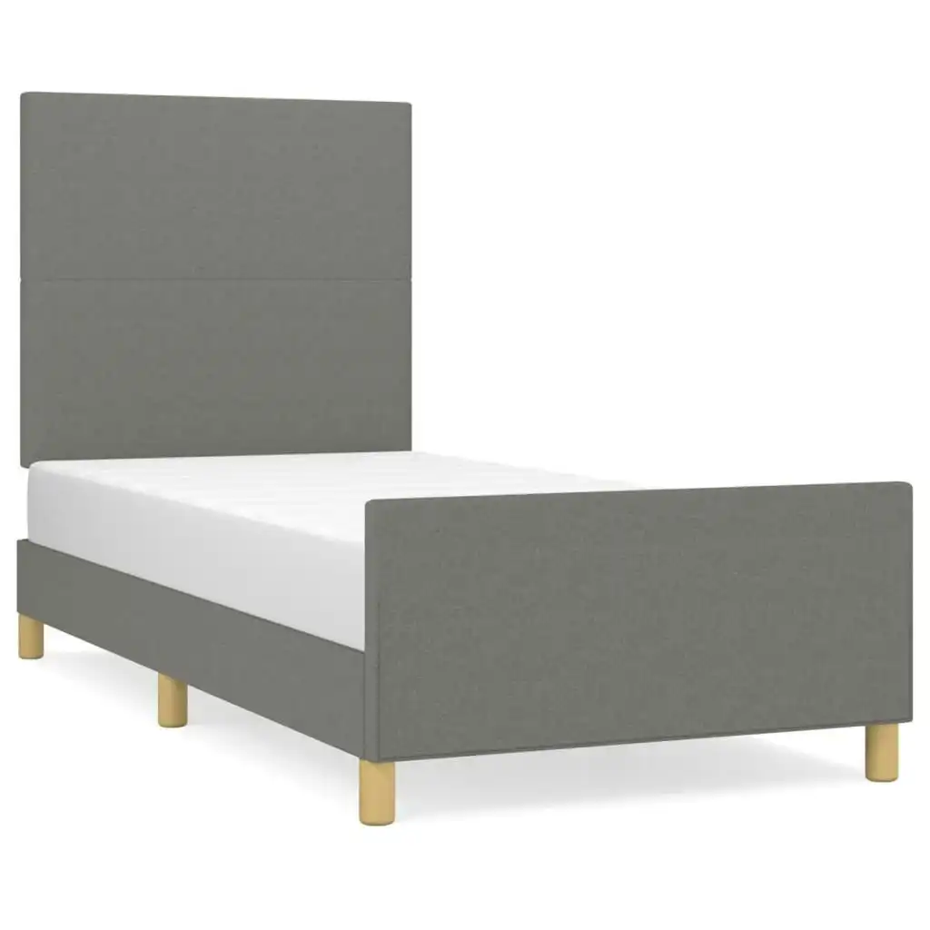 Bed Frame with Headboard Dark Grey 106x203 cm King Single Size Fabric 3283101