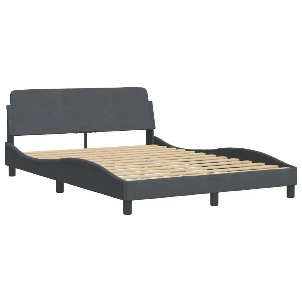 Bed Frame with Headboard Dark Grey 137x190 cm Velvet 373283