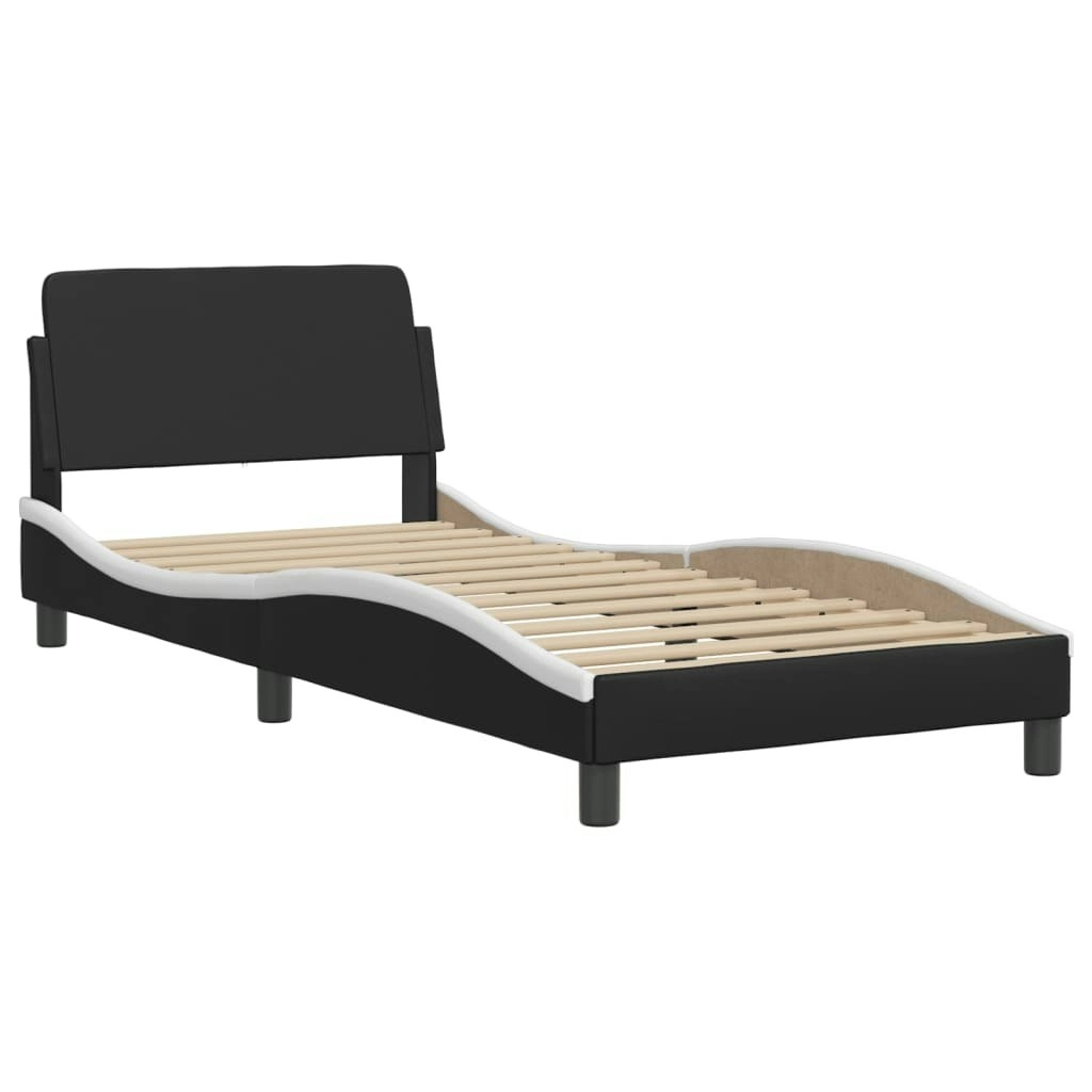 Bed Frame without Mattress Black and White 90x190 cm Faux Leather 3207661