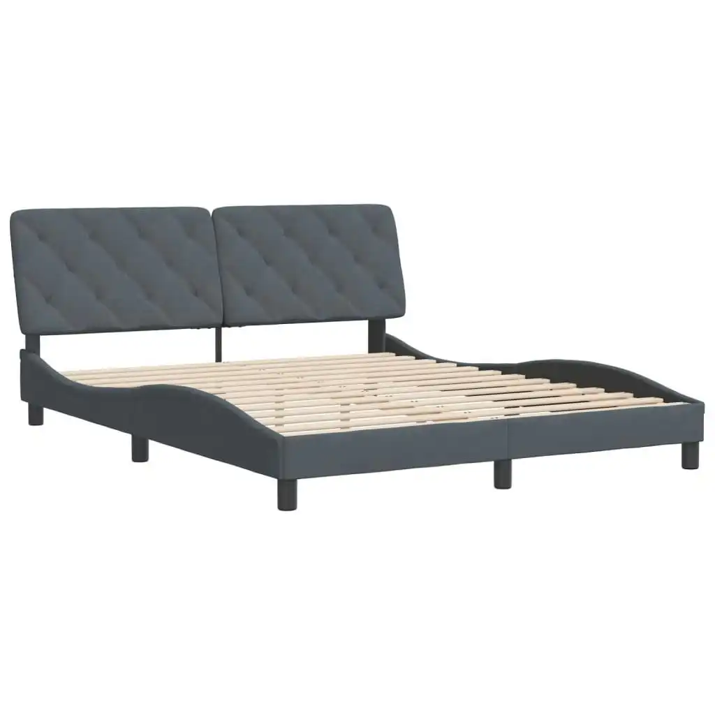 Bed Frame with Headboard Dark Grey 152x203 cm Velvet 3207954