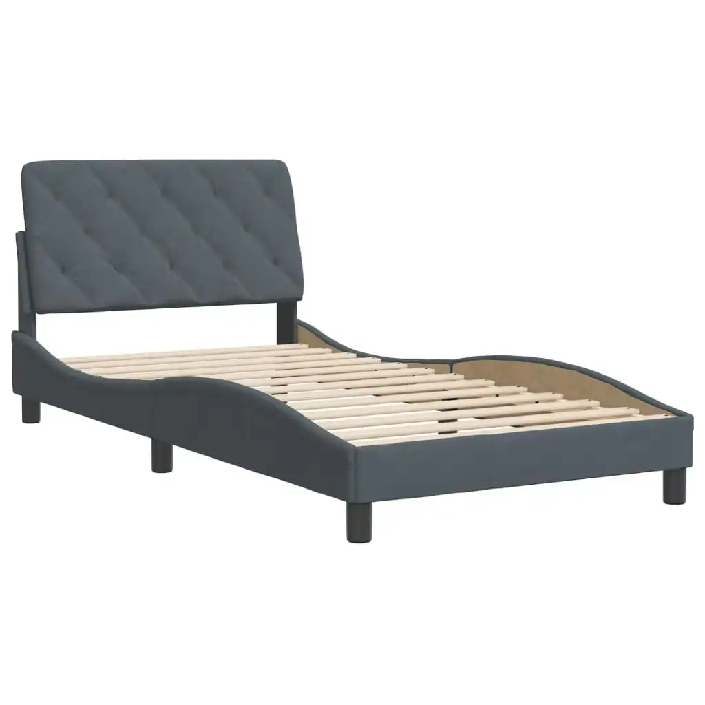 Bed Frame with Headboard Dark Grey 106x203 cm King Single Size Velvet 3208248