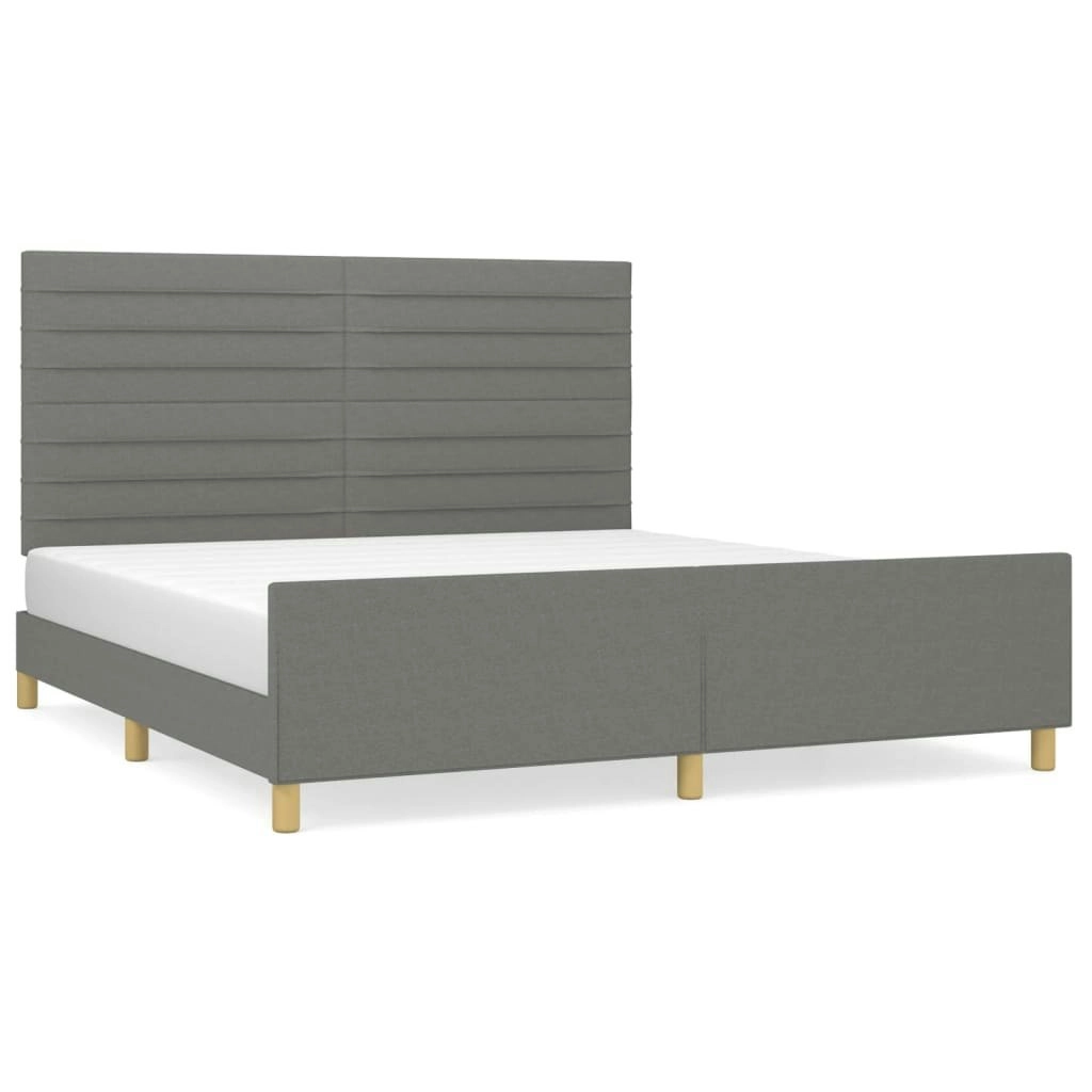 Bed Frame without Mattress Dark Grey 152x203 cm Queen Fabric 3283093