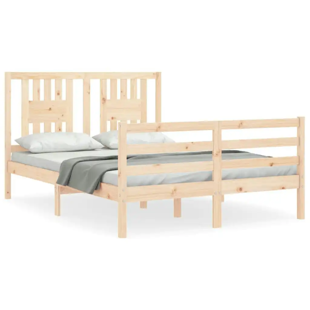 Bed Frame with Headboard 137x187 cm Double Solid Wood 3194546