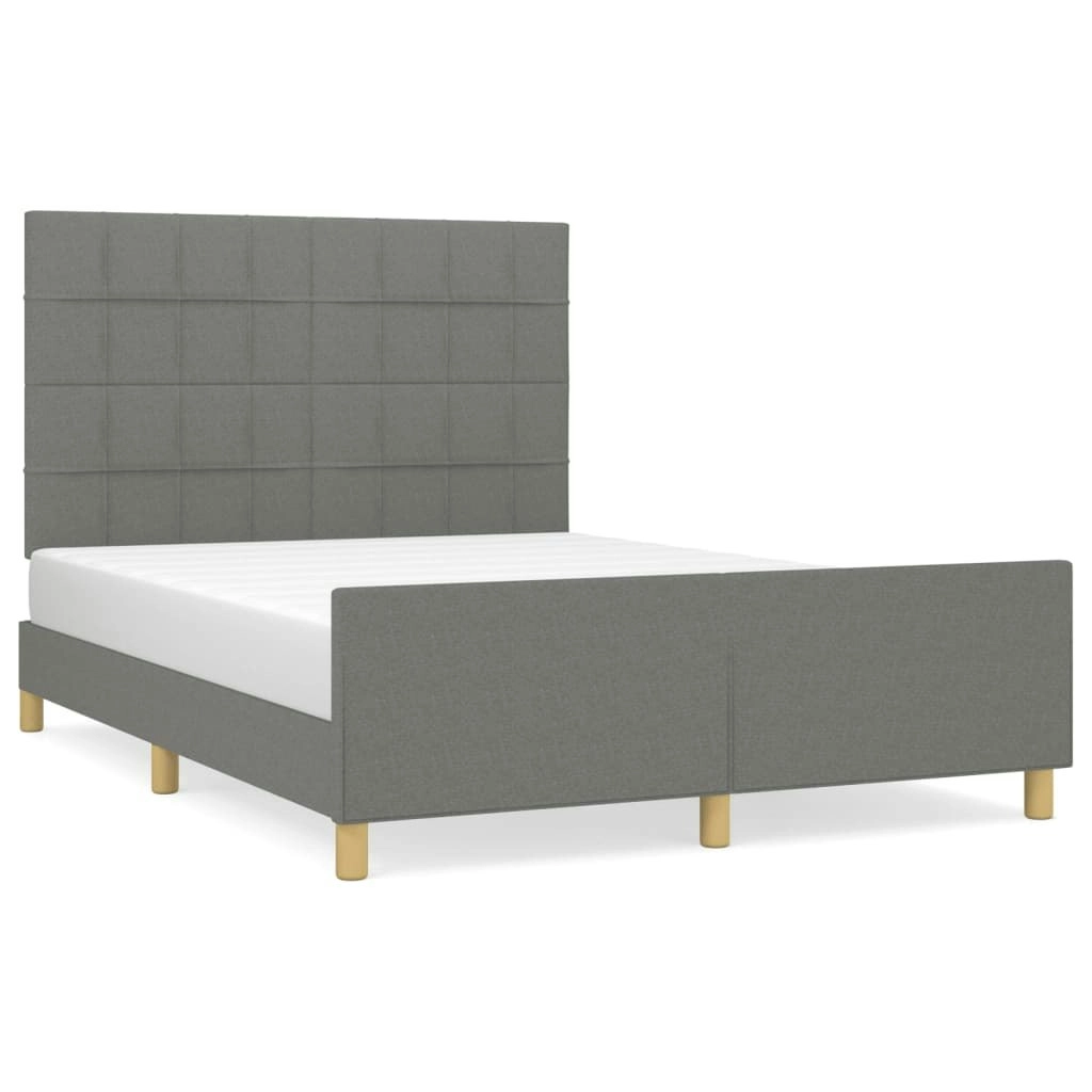 Bed Frame without Mattress Dark Grey 137x187 cm Double Fabric 3283077