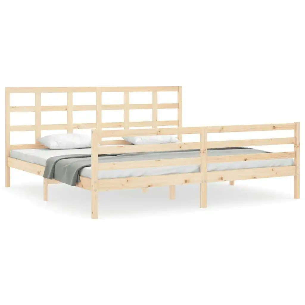 Bed Frame with Headboard 183x203 cm King Solid Wood 3194001