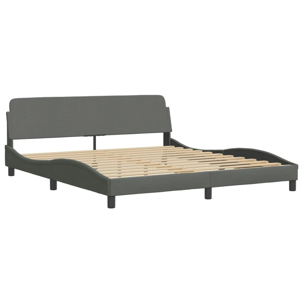 Bed Frame without Mattress Dark Grey 183x203 cm King Fabric 373226