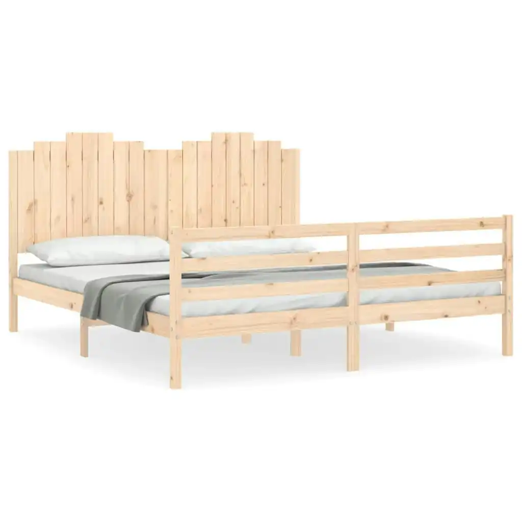 Bed Frame with Headboard 183x203 cm King Solid Wood 3194196