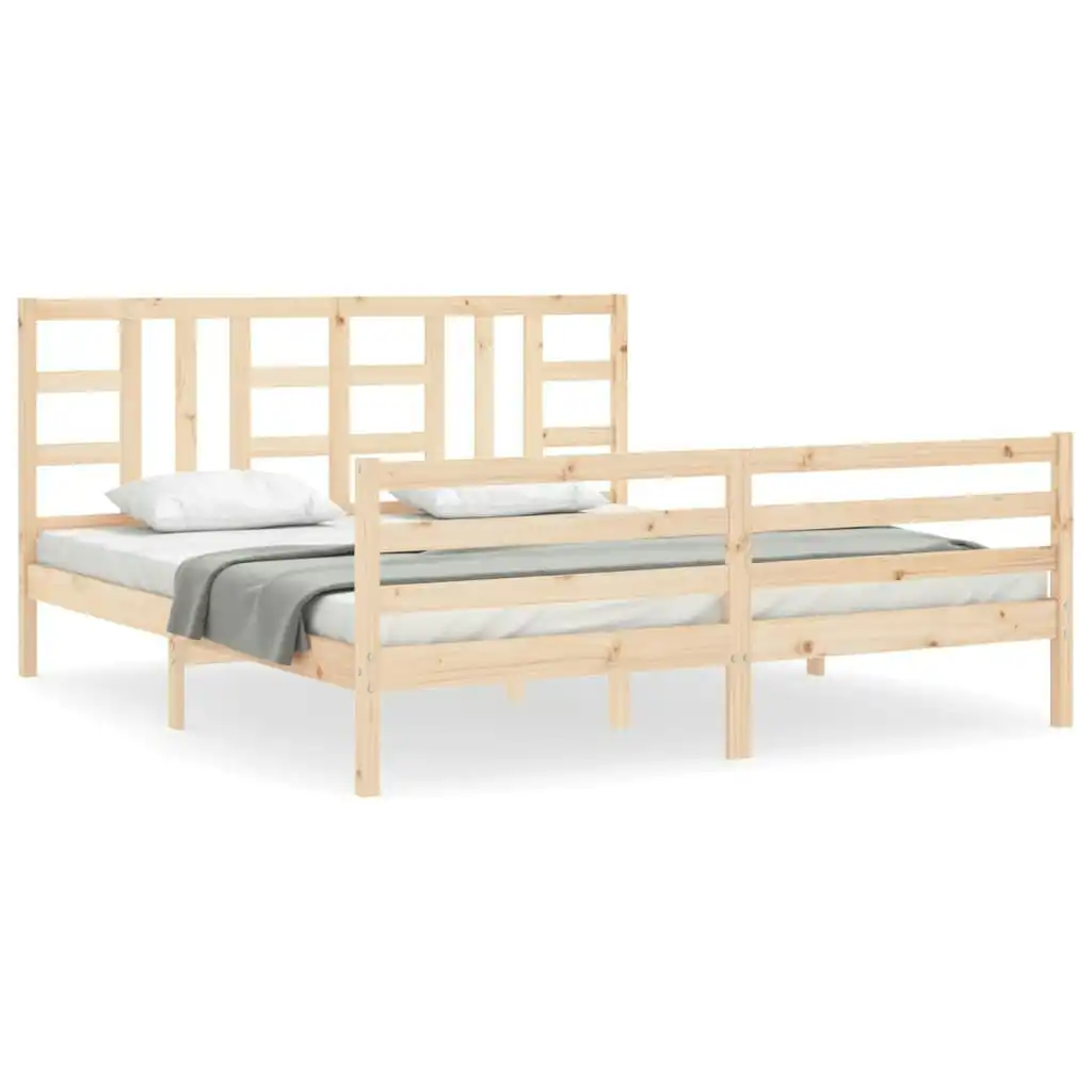 Bed Frame with Headboard 183x203 cm King Solid Wood 3193936