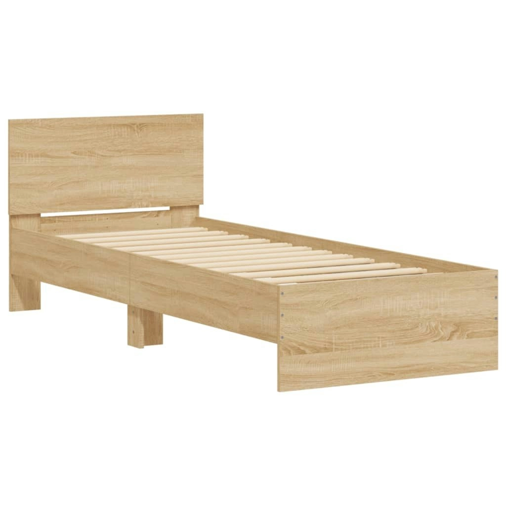 Bed Frame without Mattress with Headboard Sonoma Oak 90x190 cm 838654