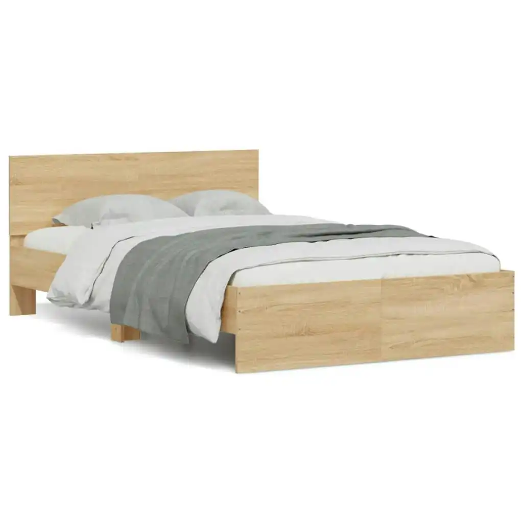 Bed Frame with Headboard Sonoma Oak 135x190 cm 3207506