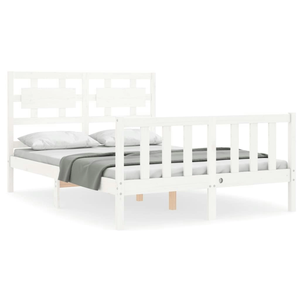 Bed Frame without Mattress White 135x190 cm Solid Wood Pine 3192532