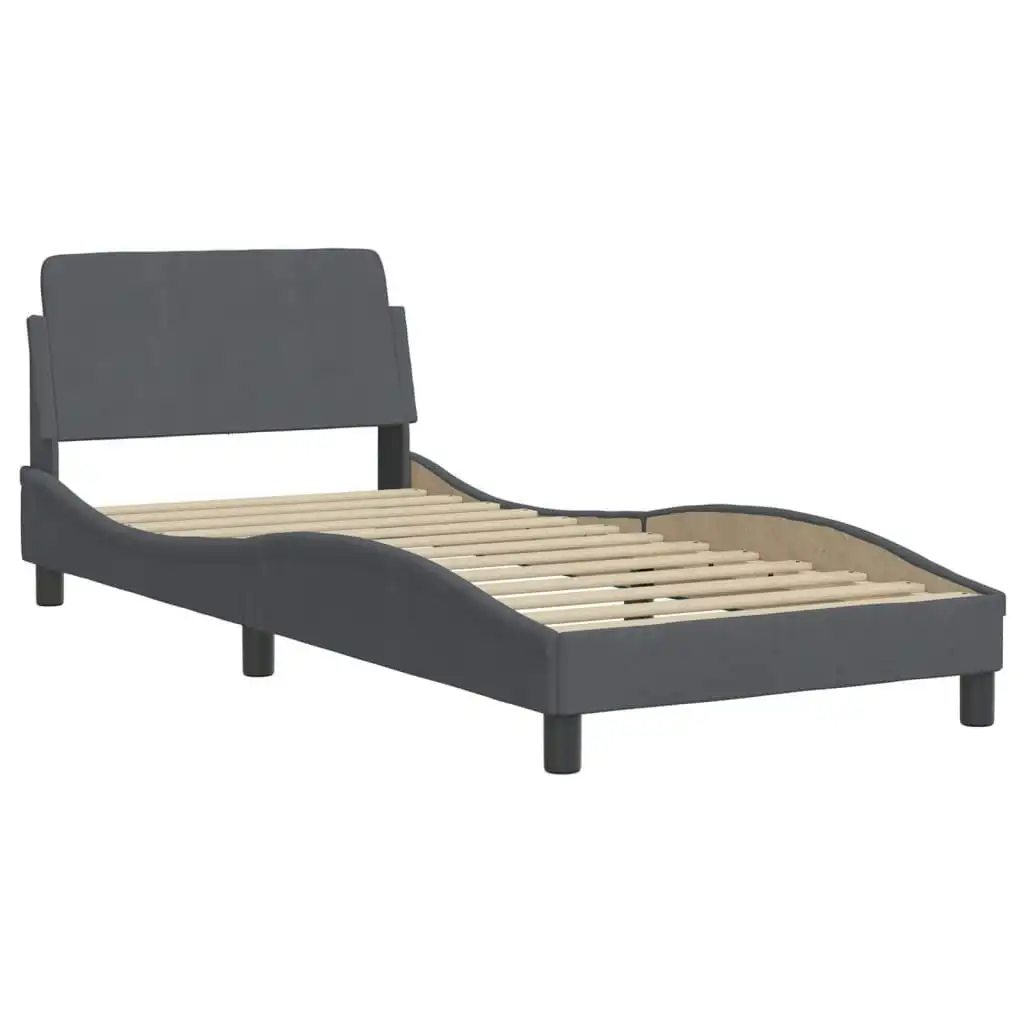 Bed Frame with Headboard Dark Grey 90x190 cm Velvet 3207658