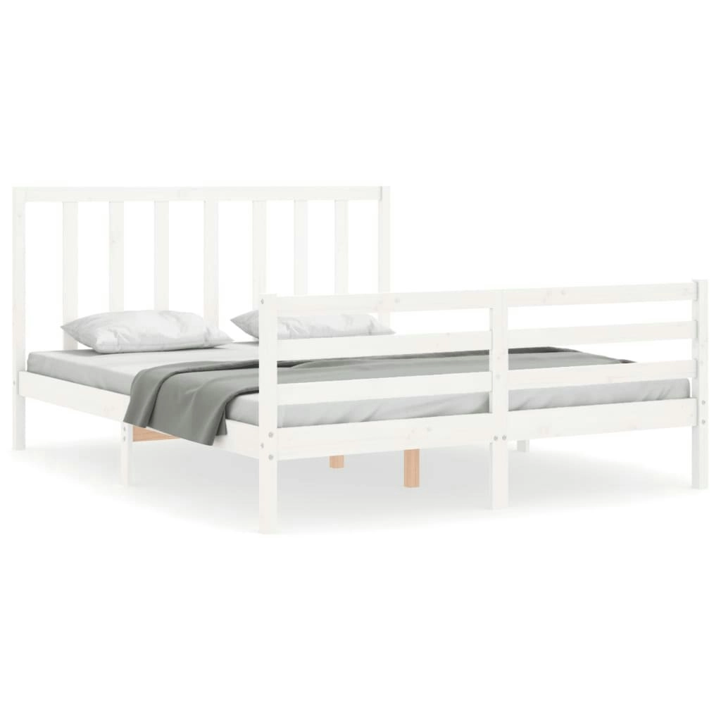 Bed Frame without Mattress White 150x200 cm Solid Wood Pine 3193797