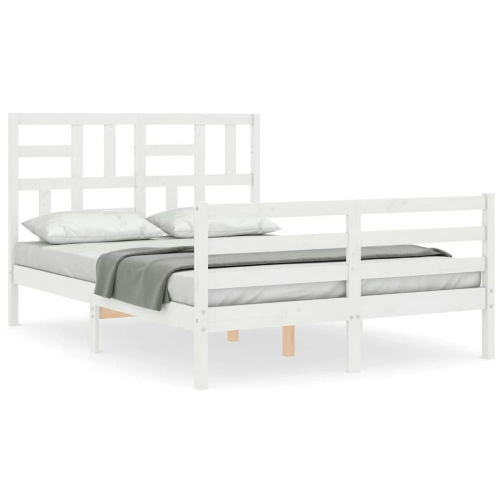 Bed Frame without Mattress White 135x190 cm Solid Wood 3194872