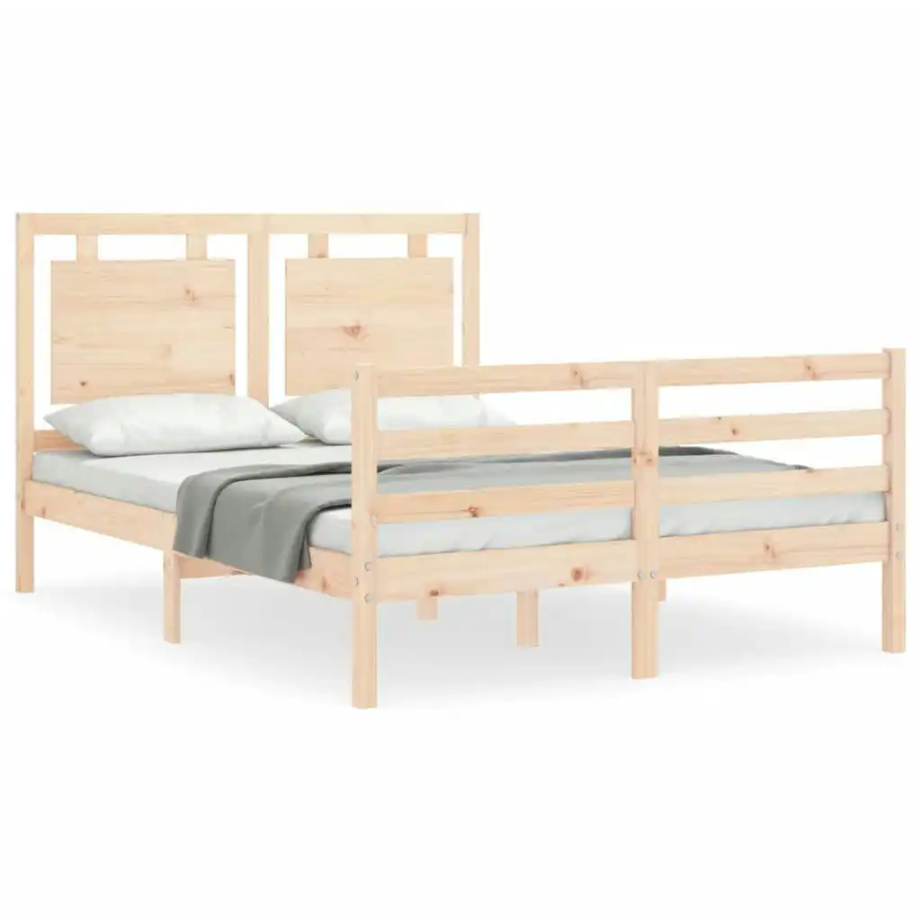 Bed Frame with Headboard 137x187 cm Double Solid Wood 3194026