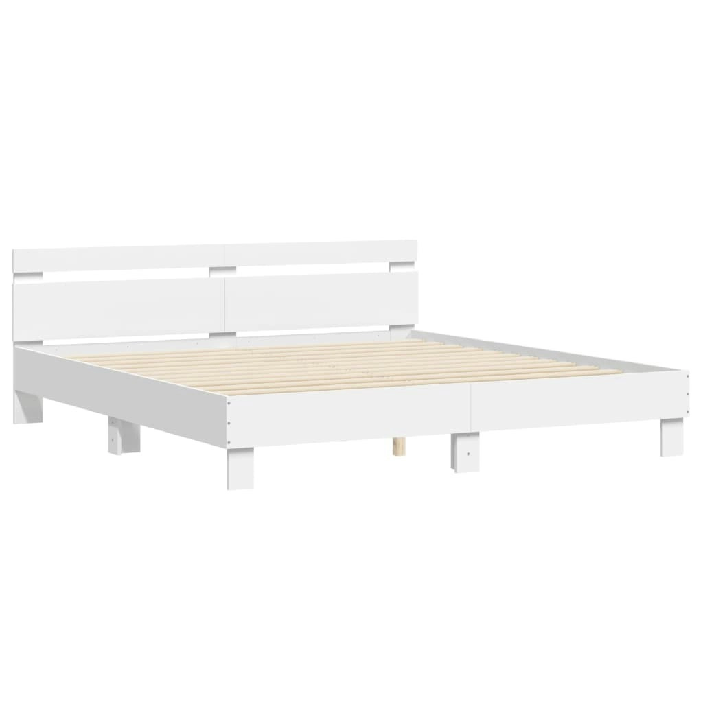 Bed Frame with Headboard White 183x203 cm King Size Engineered Wood 3207399