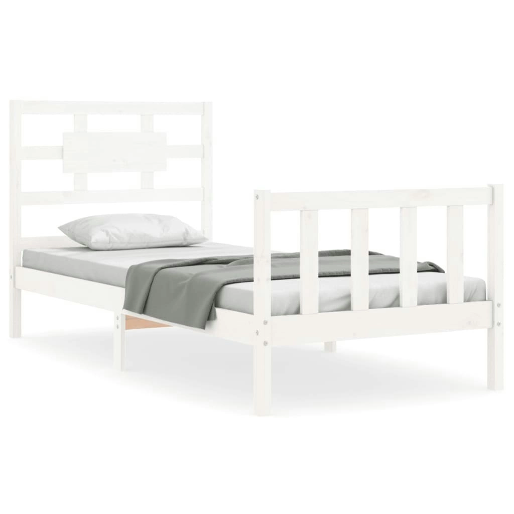 Bed Frame without Mattress White 90x190 cm Solid Wood Pine 3192522