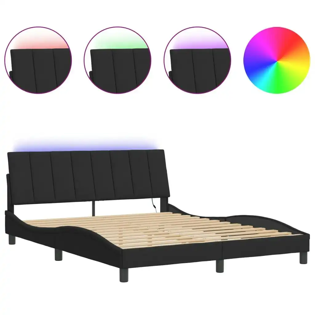 Bed Frame with LED Lights Black 153x203 cm Queen Size Velvet 3213814