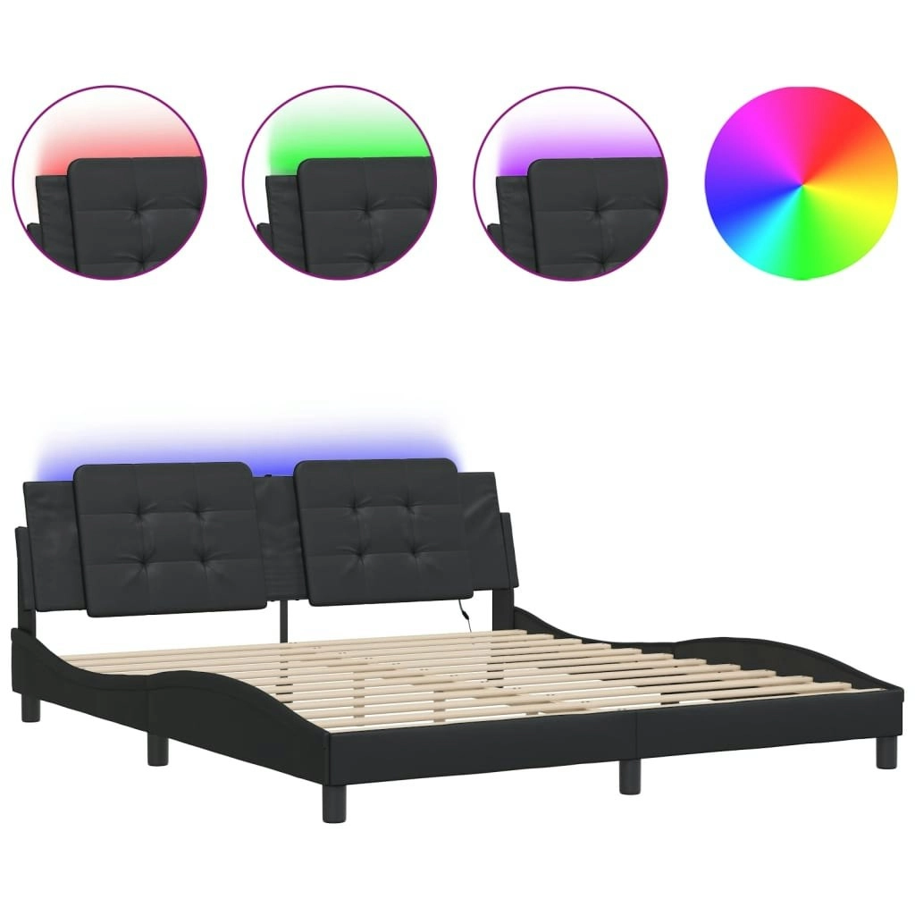 Bed Frame with LED without Mattress Black 183x203 cm King 3214124