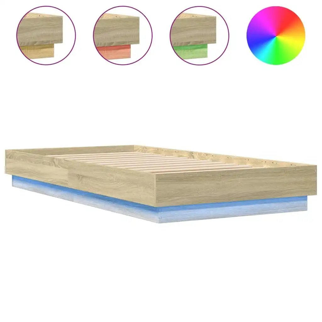 Bed Frame with LED Lights Sonoma Oak 90x190 cm 839541