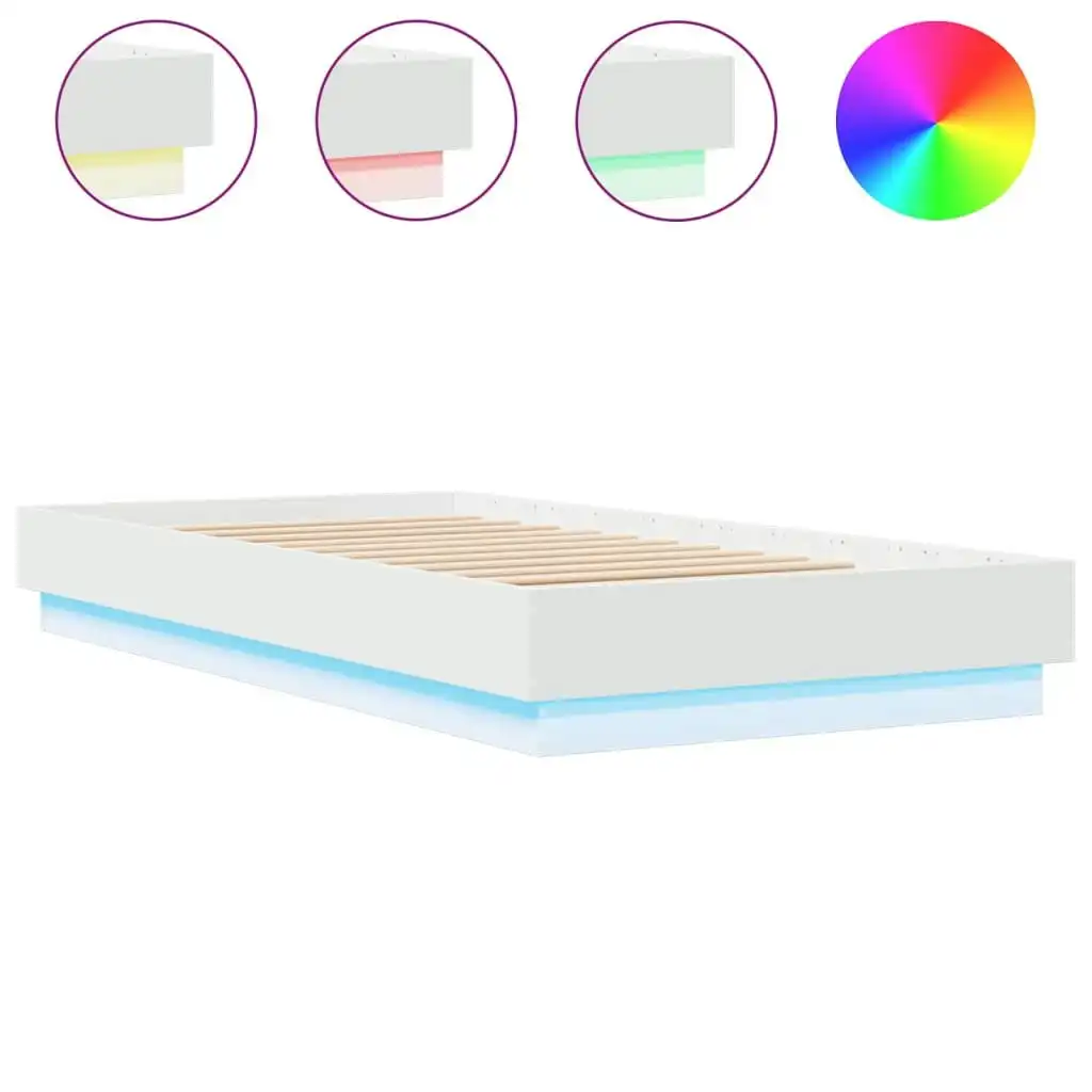 Bed Frame with LED Lights White 90x190 cm 839539