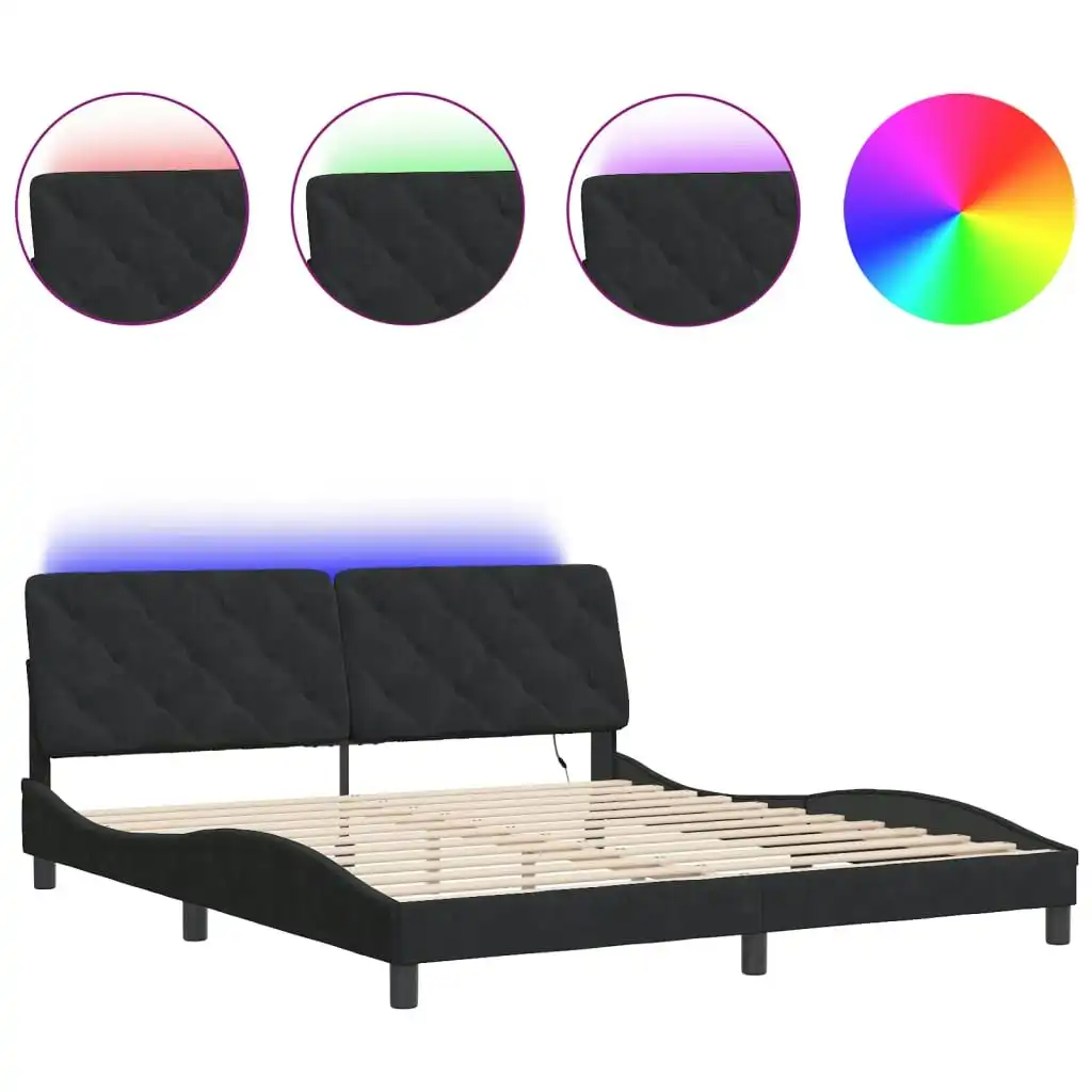 Bed Frame with LED Lights Black 183x203 cm King Size Velvet 3213869