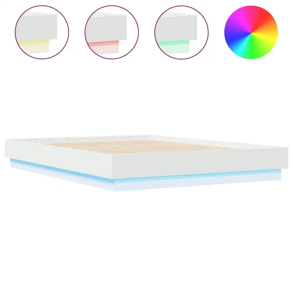 Bed Frame with LED Lights White 135x190 cm 3209814