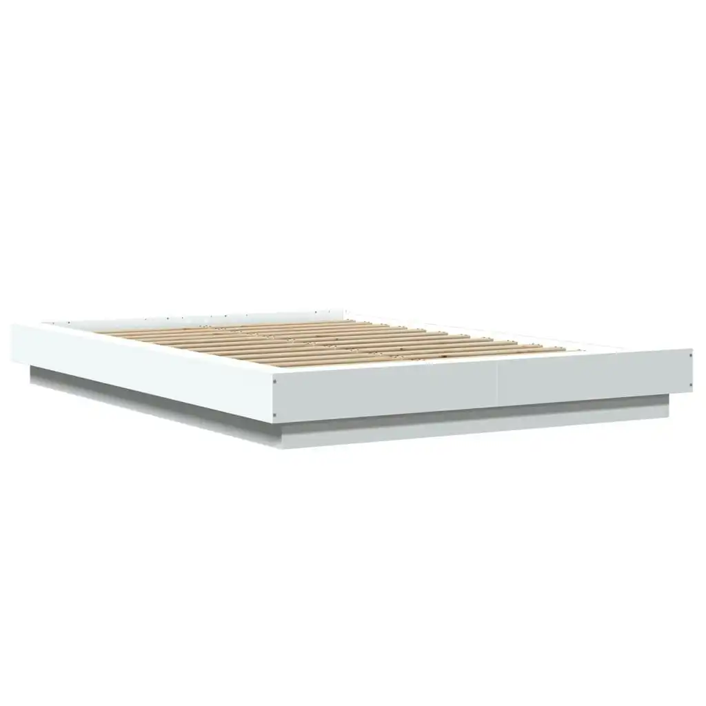 Bed Frame with LED Lights White 135x190cm Engineered Wood 3281133